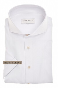 John Miller Slim Solid Color Short Sleeve Hyperstretch Overhemd Wit