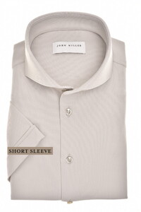 John Miller Slim Solid Color Short Sleeve Hyperstretch Shirt Light Grey