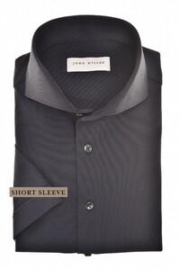 John Miller Slim Solid Color Short Sleeve Hyperstretch Shirt Navy