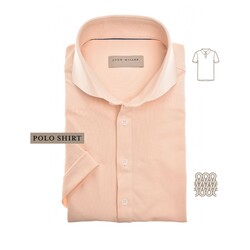 John Miller Slim Solid Color Short Sleeve Tricot Polo Pastel Oranje