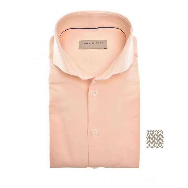 John Miller Slim Uni Color Cutaway Collar Tricot Shirt Pastel Orange | Jan  Rozing Men's Fashion