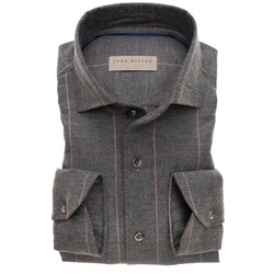 John Miller Soft Fabric Check Schiller Tailored Fit Overhemd Grijs