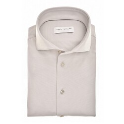 John Miller Solid Color Hyperstretch Wide-Spread Collar Overhemd Licht Grijs