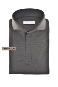 John Miller Solid Color Hyperstretch Zip Cutaway Collar Polo Donker Groen