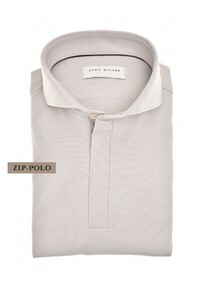 John Miller Solid Color Hyperstretch Zip Cutaway Collar Poloshirt Light Grey
