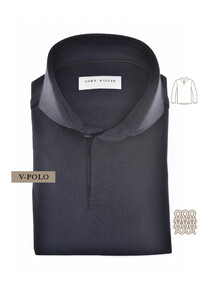 John Miller Solid Color Jersey Long Sleeve Poloshirt Dark Evening Blue