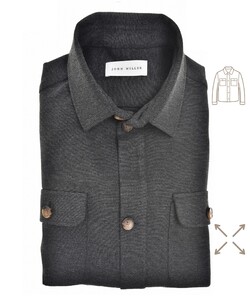 John Miller Stretch Cotton Blend Overshirt Donker Grijs