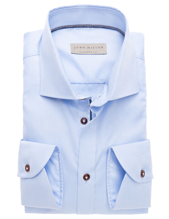 John Miller Structured Fine Contrasted Plain Shirt Light Blue