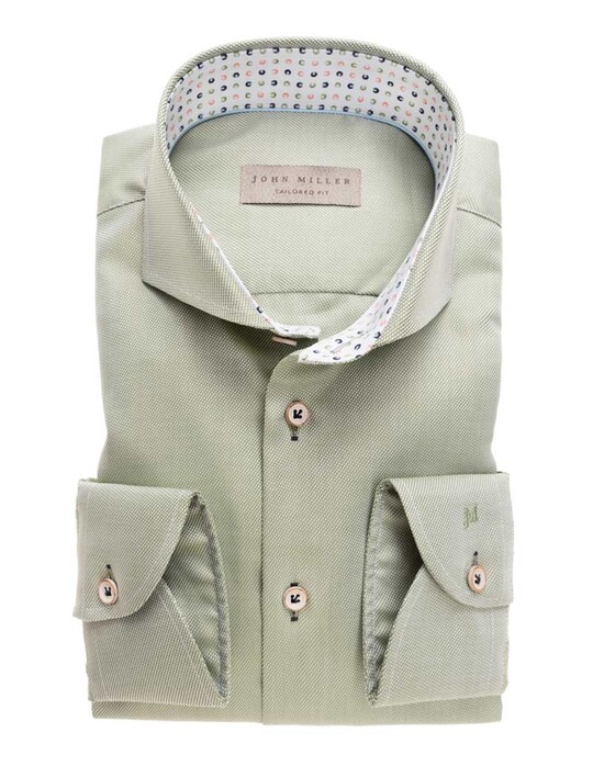 John Miller Tailored Cutaway Faux Uni Shirt Mid Green