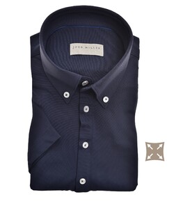 John Miller Tailored Fit Button Down Short Sleeve Hyperstretch Poloshirt Dark Evening Blue