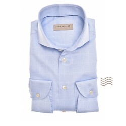 John Miller Tailored Herringbone Check Shirt Light Blue