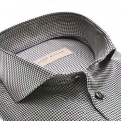 John Miller Tailored Longer Sleeve Twill Houndstooth Overhemd Midden Bruin