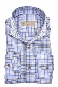 John Miller Tailored Plaid Check Shirt Mid Blue