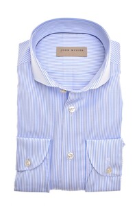John Miller Tailored Striped Overhemd Licht Blauw