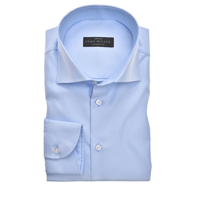 John Miller Tailored Uni Wide Spread Overhemd Licht Blauw