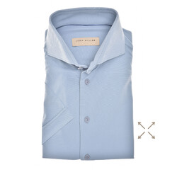 John Miller The Miller Short Sleeve Hyperstretch Shirt Overhemd Blauw-Grijs