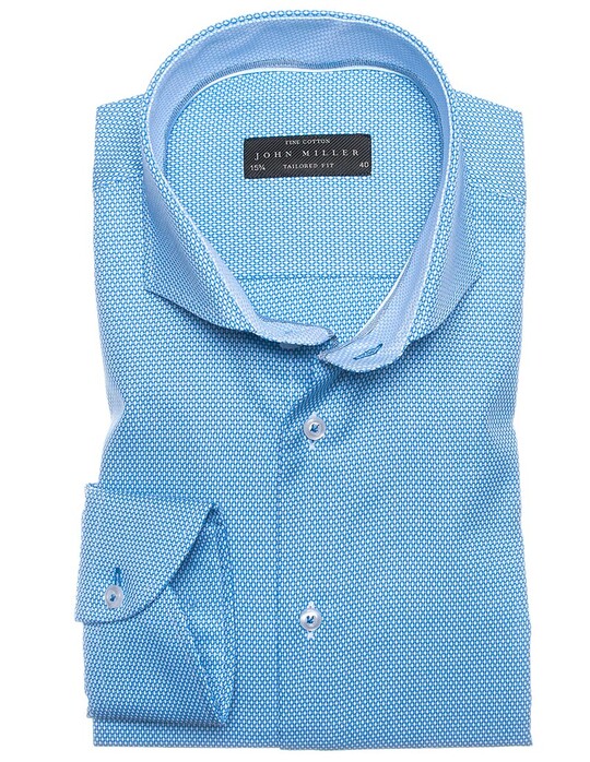 John Miller Ton-Sur-Ton Contrasted Structure Shirt Mid Blue
