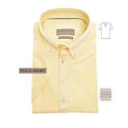 John Miller Tricot Button-Down Slim Fit Casual Polo Geel
