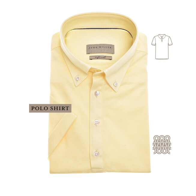 John Miller Tricot Button-Down Slim Fit Casual Poloshirt Yellow