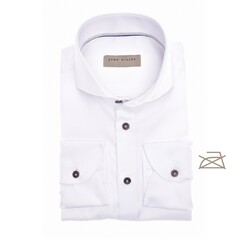 John Miller Uni Color Contrast Buttons Cotton Non-Iron Overhemd Wit
