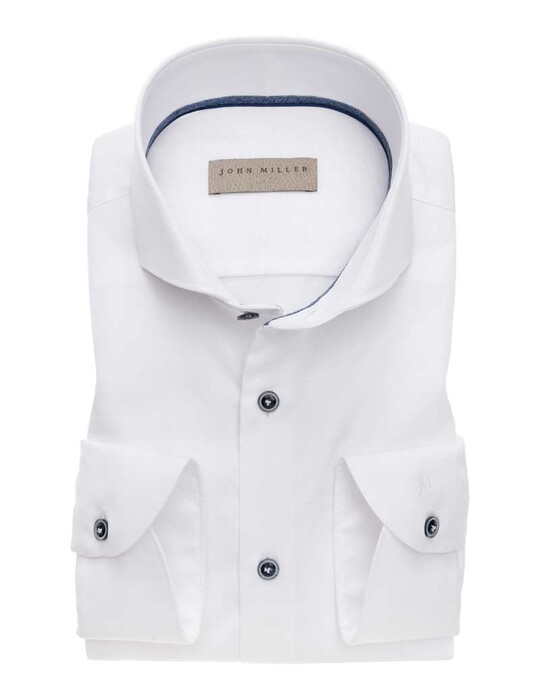 John Miller Uni Contrast Button Shirt White