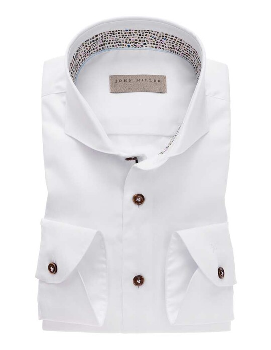John Miller Uni Cutaway Cotton Overhemd Wit