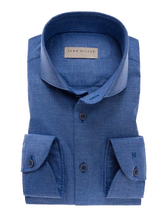 John Miller Uni Cutaway Cotton Shirt Mid Blue