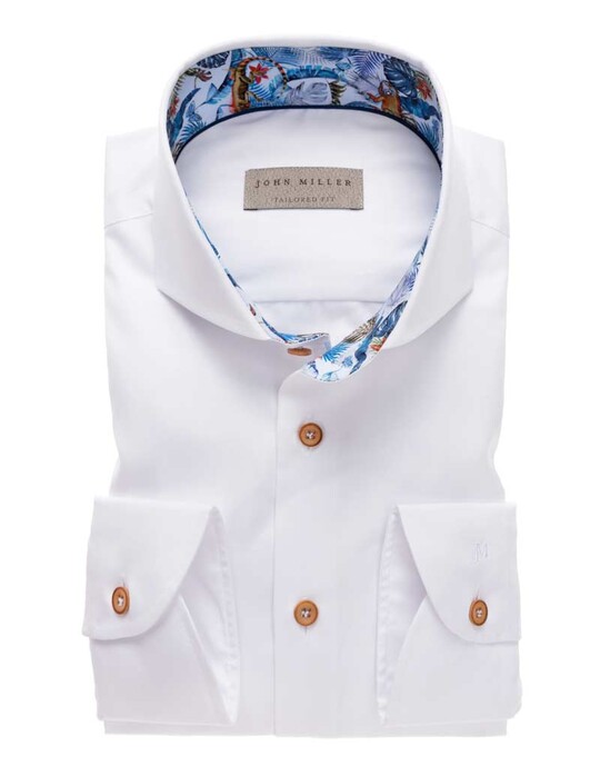 John Miller Uni Floral Contrast Shirt White
