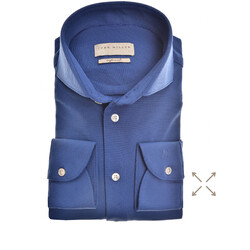 John Miller Uni Slim Stretch Overhemd Midden Blauw