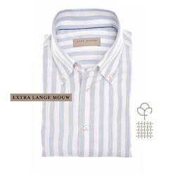 John Miller Vertical Stripe Cotton Flanel Overhemd Licht Blauw