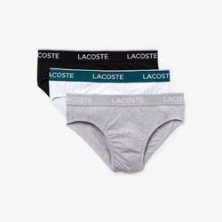 Lacoste 3Pack Casual Briefs Underwear Black-White-Silver Chine