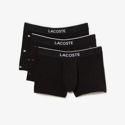 Lacoste 3Pack Casual Mini Logo Signature Trunks Underwear Black-White-Turkey Red