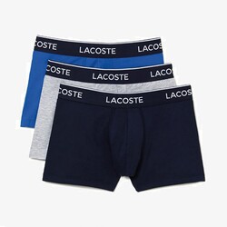 Lacoste 3Pack Contrast Long Briefs Underwear Marine-Navy Blue-Silver