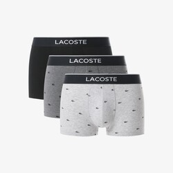 Lacoste 3Pack Stretch Trunk Crocodile Details Ondermode Black-Pitch Chine-Silver