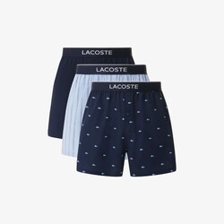 Lacoste Boxershort 3Pack Multi Pattern Ondermode Navy-Blauw
