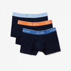 Lacoste Contrast Waistband Casual Trunks 3Pack Underwear Navy-Overview-Mandarine