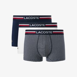 Lacoste Cotton Stretch Trunk 3-Pack Ondermode Navy-Blauw-Wit