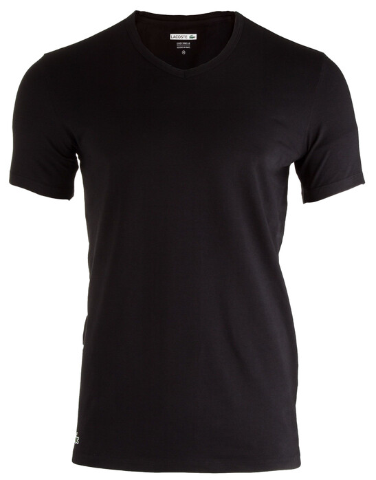 Lacoste Cotton Stretch V-Neck 2-Pack T-Shirt Zwart