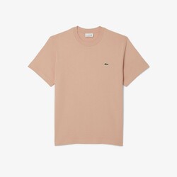 Lacoste Crew Neck Classic Fit Cotton Jersey Croc Emblem T-Shirt Latte