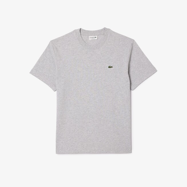 Lacoste Crew Neck Classic Fit Cotton Jersey Croc Emblem T-Shirt Silver Chine