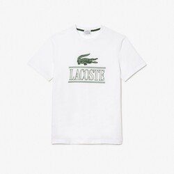 Lacoste Heavy Cotton Jersey 3D Effect Large Crocodile T-Shirt White
