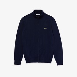 Lacoste High Neck Zip Cardigan Vest Navy Blue