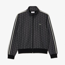 Lacoste Paris Jacquard Fantasy Pattern Cardigan Black-Graphite