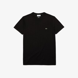 Lacoste Premium Fine Pima Cotton Jersey Crew Neck Croc Emblem T-Shirt Black