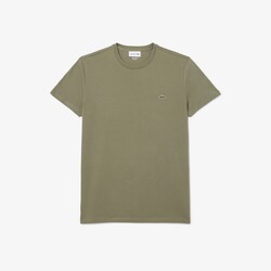 Lacoste Premium Fine Pima Cotton Jersey Crew Neck Croc Emblem T-Shirt Khaki