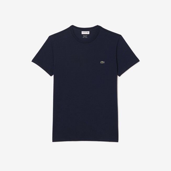 Lacoste Premium Fine Pima Cotton Jersey Crew Neck Croc Emblem T-Shirt Marine