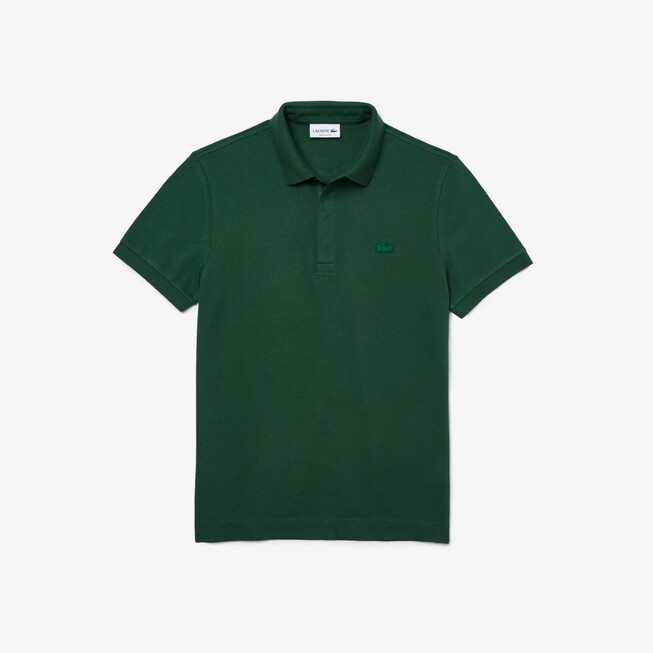 Lacoste Smart Paris Stretch Cotton Piqué Hidden Button Placket Polo Groen