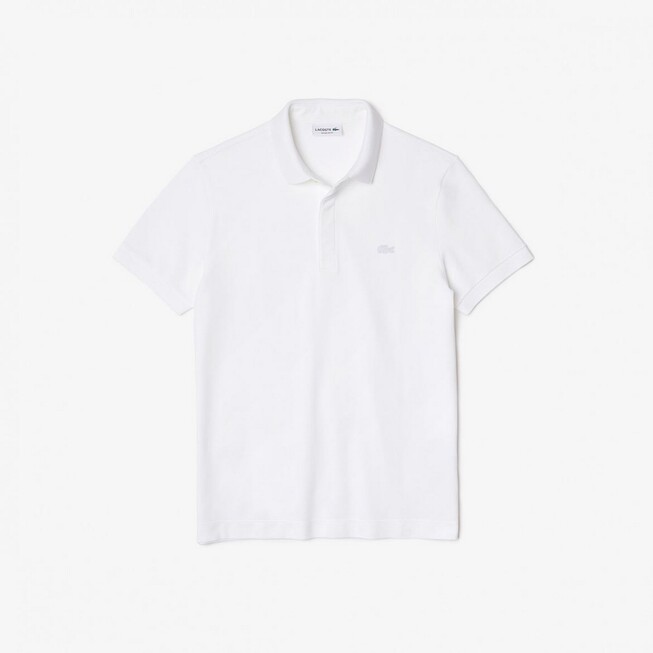 Lacoste Smart Paris Stretch Cotton Piqué Hidden Button Placket Polo Wit