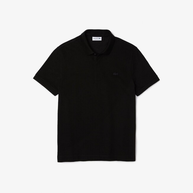 Lacoste Smart Paris Stretch Cotton Piqué Hidden Button Placket Poloshirt Black