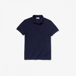 Lacoste Smart Paris Stretch Cotton Piqué Hidden Button Placket Poloshirt Dark Evening Blue